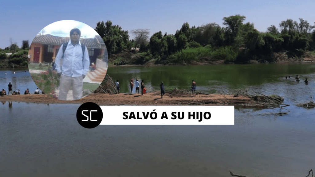 El padre ingresó al río Piura para salvar a su hijo de 17 años que se estaba ahogando.