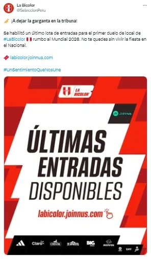 Entradas para Perú vs Brasil 2023: habilitan ÚLTIMO lote en Joinnus